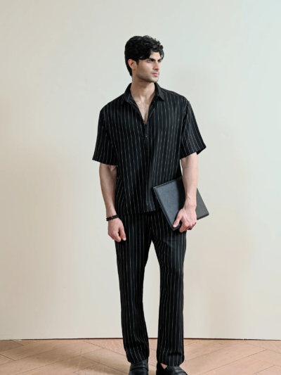Black Striped Linen Shirt