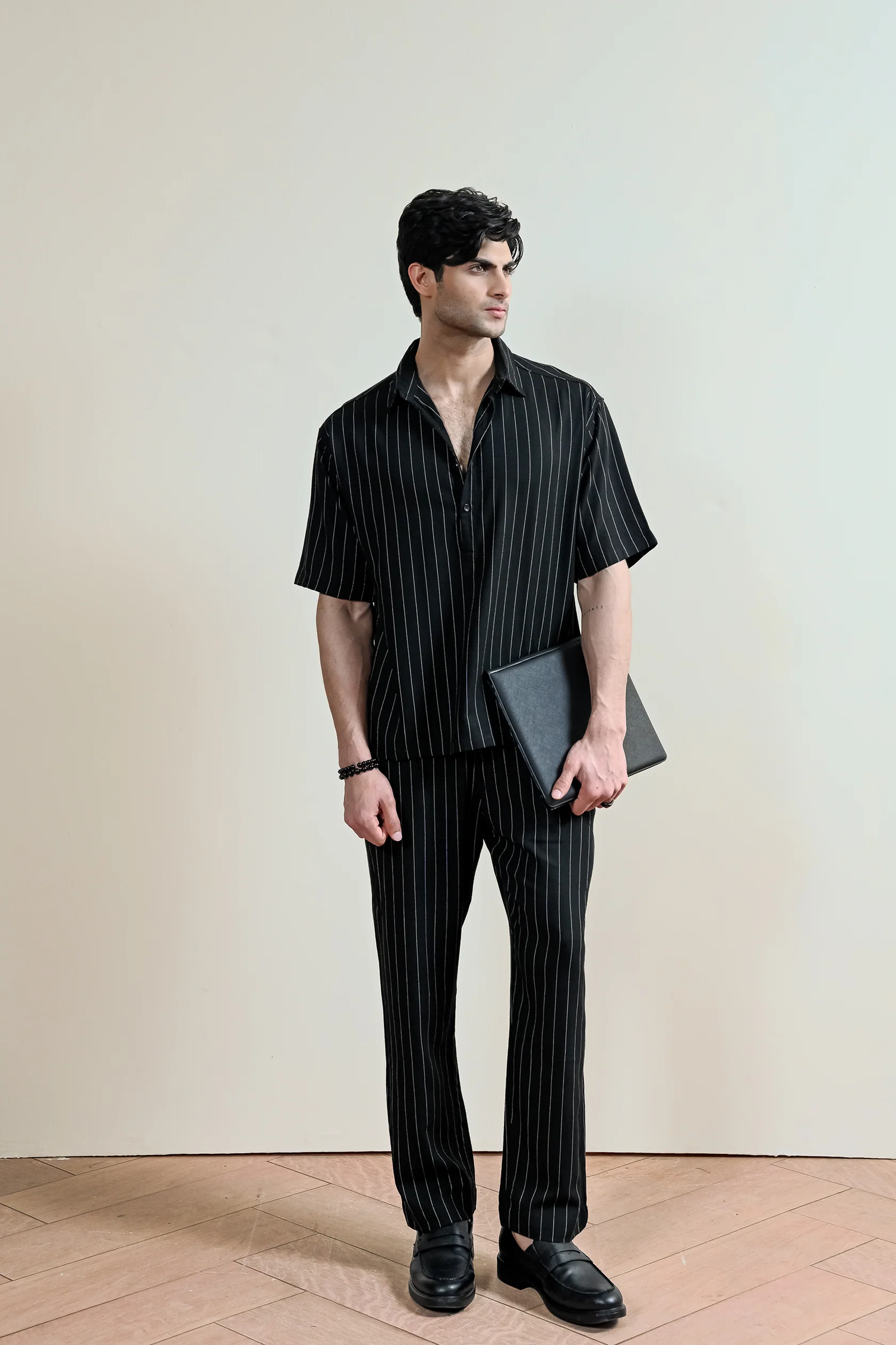 Black Striped Linen Shirt