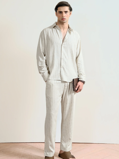 White Pinstripe Linen Shirt