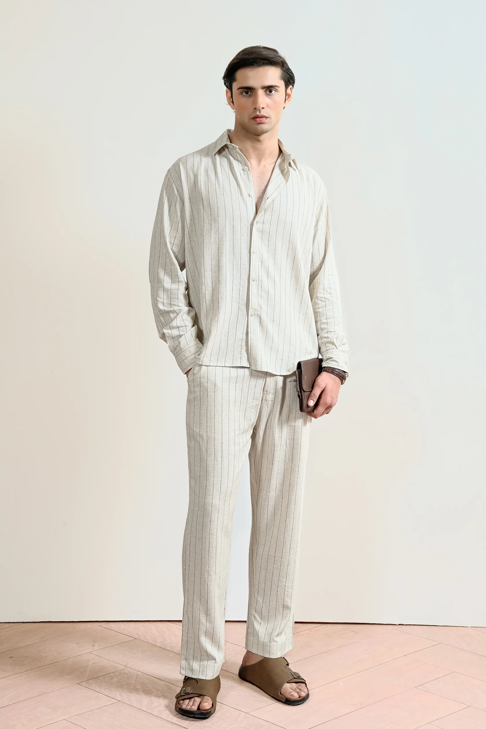 White Pinstripe Linen Shirt