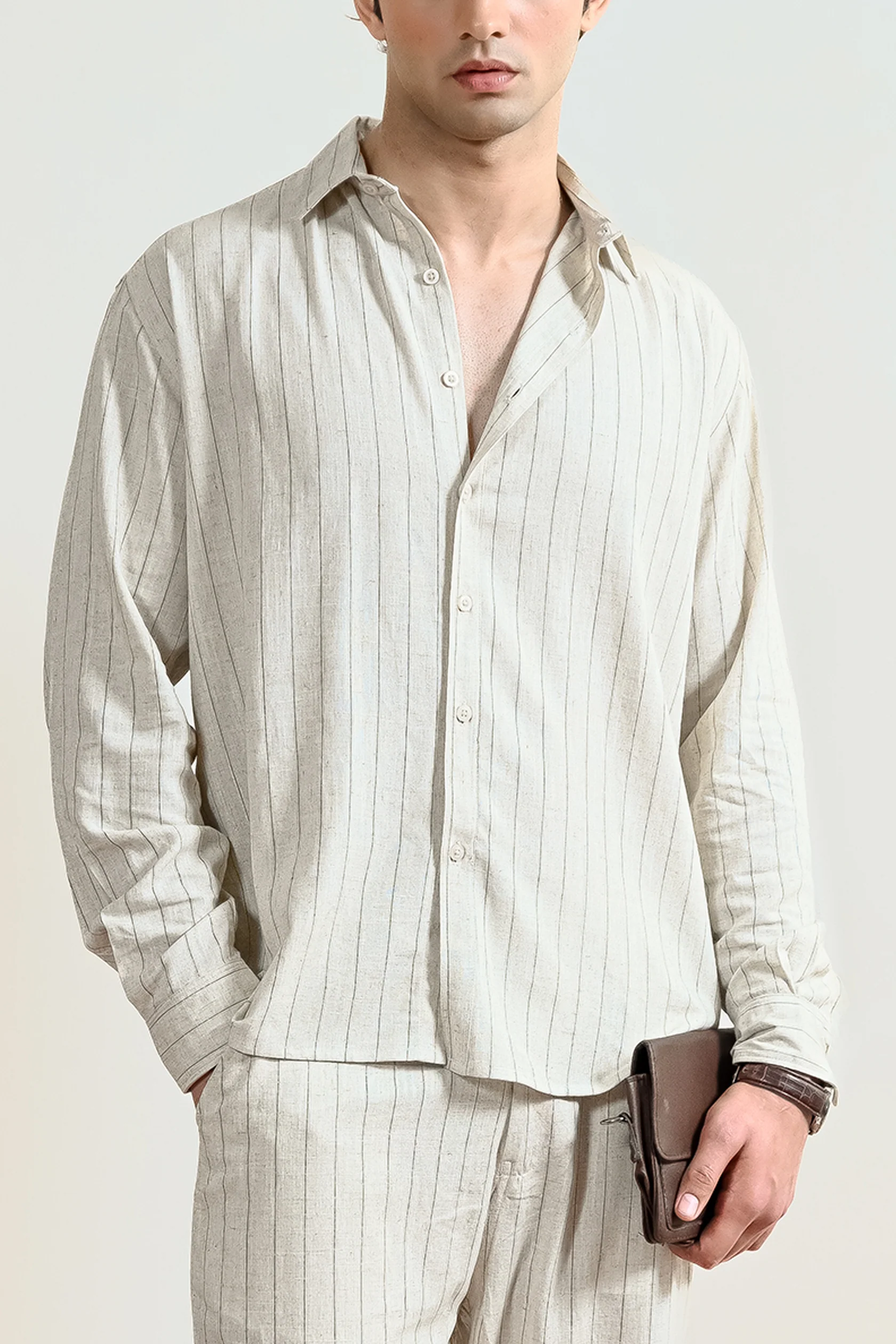 White Pinstripe Linen Shirt - Image 2